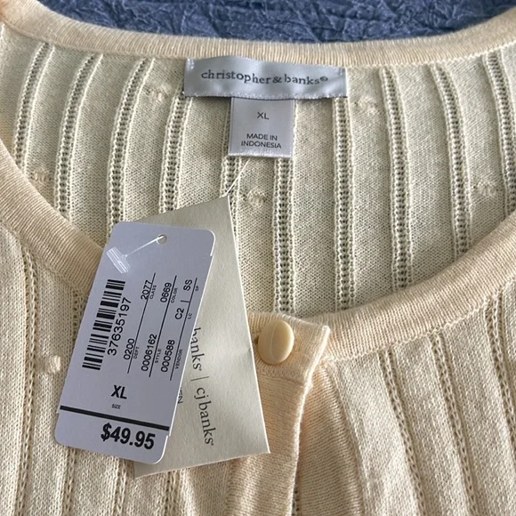 Christopher Banks Cream yellow Cardigan Sweater - Picture 5 of 6